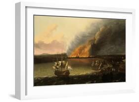 Seascape with a Fire in the Distance, 1667-Ludolf Backhuysen I-Framed Giclee Print