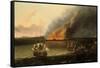 Seascape with a Fire in the Distance, 1667-Ludolf Backhuysen I-Framed Stretched Canvas
