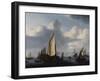 Seascape with a States Yacht and Other Shipping in a Calm, 1654-Willem Van De Velde The Younger-Framed Giclee Print