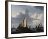 Seascape with a States Yacht and Other Shipping in a Calm, 1654-Willem Van De Velde The Younger-Framed Giclee Print