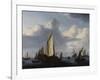 Seascape with a States Yacht and Other Shipping in a Calm, 1654-Willem Van De Velde The Younger-Framed Giclee Print