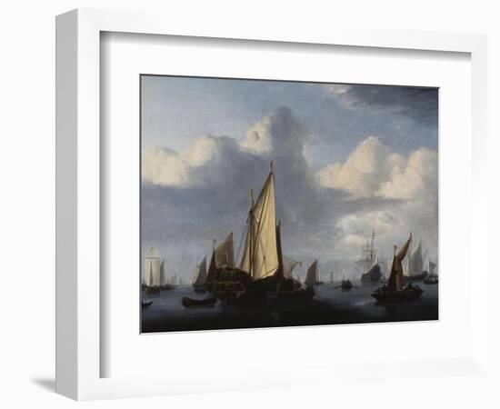 Seascape with a States Yacht and Other Shipping in a Calm, 1654-Willem Van De Velde The Younger-Framed Giclee Print