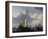 Seascape with a States Yacht and Other Shipping in a Calm, 1654-Willem Van De Velde The Younger-Framed Giclee Print