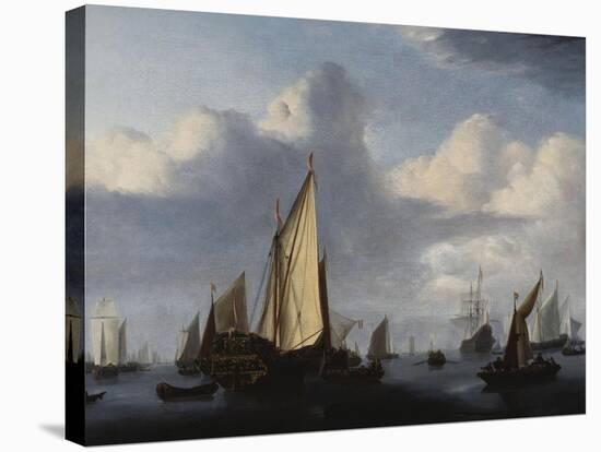Seascape with a States Yacht and Other Shipping in a Calm, 1654-Willem Van De Velde The Younger-Stretched Canvas