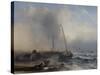 Seascape with Boats and Figures-Jock Wilson-Stretched Canvas