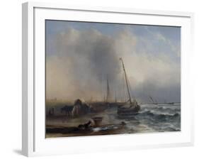 Seascape with Boats and Figures-Jock Wilson-Framed Giclee Print