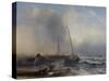 Seascape with Boats and Figures-Jock Wilson-Stretched Canvas