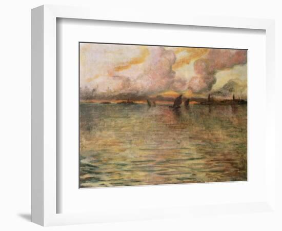 Seascape with Distant View of Venice, 1896-Charles Cottet-Framed Giclee Print