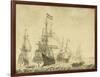 Seascape with Dutch Men-of-War including the 'Drenthe' and the 'Prince Frederick-Henry', c.1670-Willem Van De, The Younger Velde-Framed Giclee Print