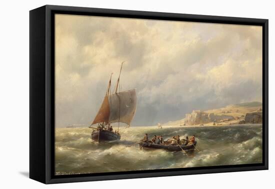 Seascape with Figures in Boats-Hermanus Koekkoek-Framed Stretched Canvas