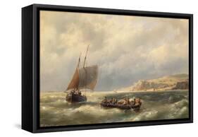 Seascape with Figures in Boats-Hermanus Koekkoek-Framed Stretched Canvas