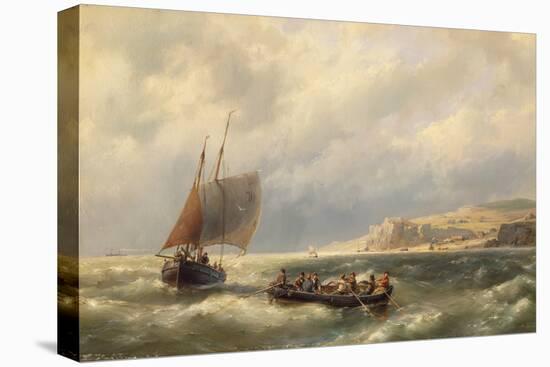 Seascape with Figures in Boats-Hermanus Koekkoek-Stretched Canvas