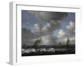 Seascape with Fishing Boats-Ludolf Bakhuizen-Framed Giclee Print