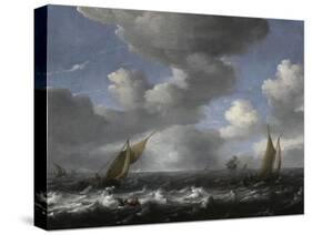 Seascape with Fishing Boats-Ludolf Bakhuizen-Stretched Canvas