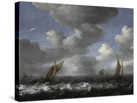 Seascape with Fishing Boats-Ludolf Bakhuizen-Stretched Canvas
