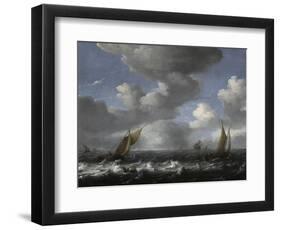 Seascape with Fishing Boats-Ludolf Bakhuizen-Framed Giclee Print