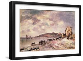 Seascape with ponies on the beach-Johan-Barthold Jongkind-Framed Giclee Print