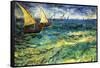 Seascape with Sailboats-Vincent van Gogh-Framed Stretched Canvas