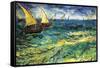 Seascape with Sailboats-Vincent van Gogh-Framed Stretched Canvas