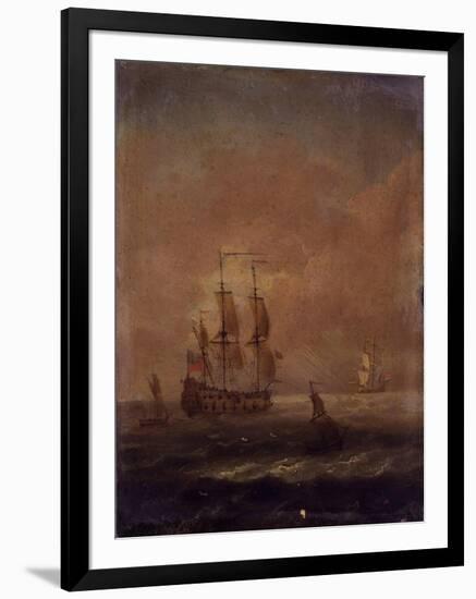 Seascape with Ships, C. 1690 - 1710-null-Framed Art Print