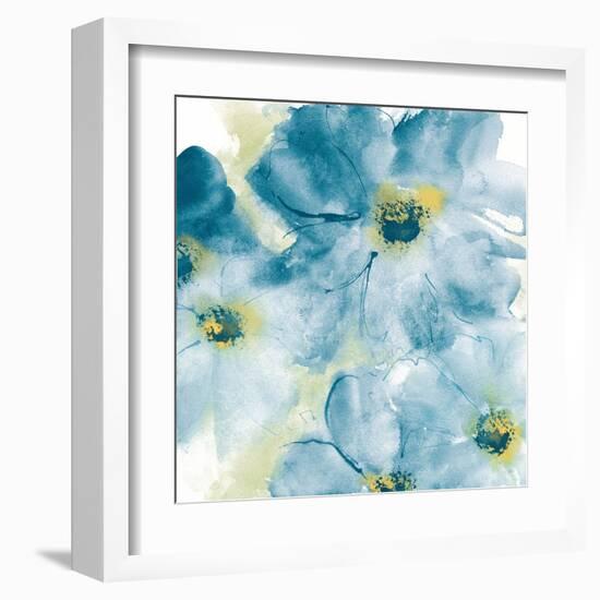 Seashell Cosmos I Blue and Yellow-Chris Paschke-Framed Art Print