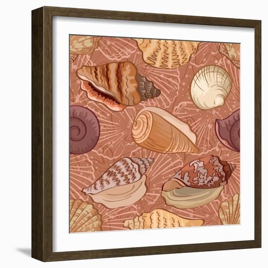 Seashell Pattern-alexcoolok-Framed Art Print