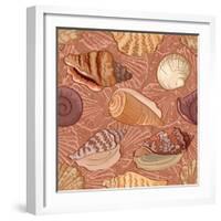 Seashell Pattern-alexcoolok-Framed Art Print