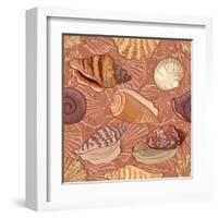 Seashell Pattern-alexcoolok-Framed Art Print