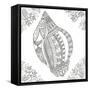 Seashell Within Weeds-Pam Varacek-Framed Stretched Canvas