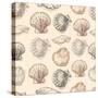 Seashells Hand Drawn Graphic Etching Sketch, Seamless Pattern, Wall-Irina Molochnaia-Stretched Canvas