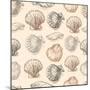 Seashells Hand Drawn Graphic Etching Sketch, Seamless Pattern, Wall-Irina Molochnaia-Mounted Art Print