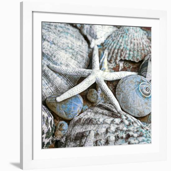 Seashells in Blue I-null-Framed Art Print