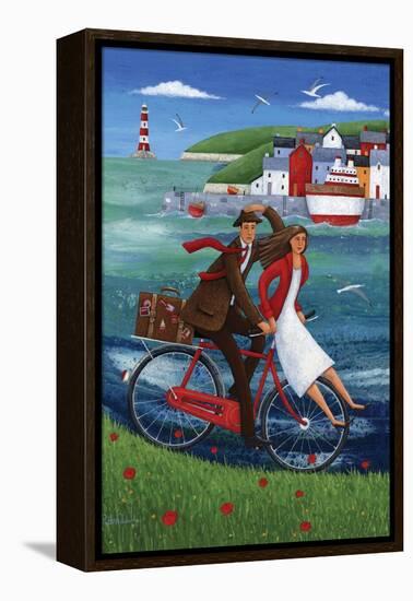 Seaside Bike Ride-Peter Adderley-Framed Stretched Canvas