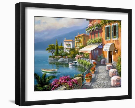 Seaside Bistro Café-Sung Kim-Framed Art Print