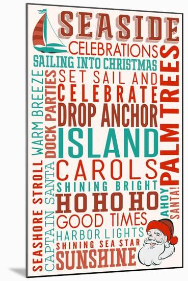 Seaside, California - Christmas Typography-Lantern Press-Mounted Art Print