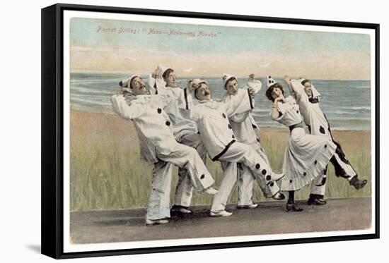 Seaside Concert Party Troupe in Pierrot Costume Singing and Dancing-null-Framed Stretched Canvas