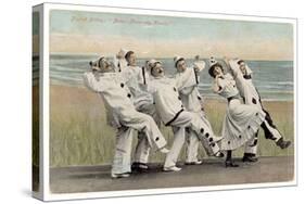 Seaside Concert Party Troupe in Pierrot Costume Singing and Dancing-null-Stretched Canvas