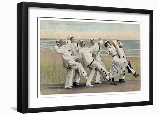 Seaside Concert Party Troupe in Pierrot Costume Singing and Dancing-null-Framed Art Print