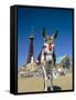 Seaside Donkey on Beach with Blackpool Tower Behind, Blackpool, Lancashire, England-Steve & Ann Toon-Framed Stretched Canvas