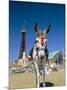 Seaside Donkey on Beach with Blackpool Tower Behind, Blackpool, Lancashire, England-Steve & Ann Toon-Mounted Photographic Print