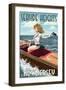 Seaside Heights, New Jersey - Boating Pinup Girl-Lantern Press-Framed Art Print
