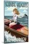 Seaside Heights, New Jersey - Boating Pinup Girl-Lantern Press-Mounted Art Print