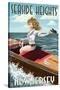 Seaside Heights, New Jersey - Boating Pinup Girl-Lantern Press-Stretched Canvas