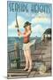 Seaside Heights, New Jersey - Fishing Pinup Girl-Lantern Press-Mounted Art Print