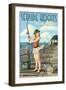 Seaside Heights, New Jersey - Fishing Pinup Girl-Lantern Press-Framed Art Print