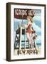 Seaside Heights, New Jersey - Lifeguard Pinup Girl-Lantern Press-Framed Art Print