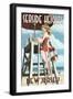 Seaside Heights, New Jersey - Lifeguard Pinup Girl-Lantern Press-Framed Art Print