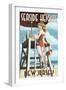 Seaside Heights, New Jersey - Lifeguard Pinup Girl-Lantern Press-Framed Art Print