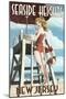 Seaside Heights, New Jersey - Lifeguard Pinup Girl-Lantern Press-Mounted Art Print