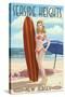 Seaside Heights, New Jersey - Surfing Pinup Girl-Lantern Press-Stretched Canvas